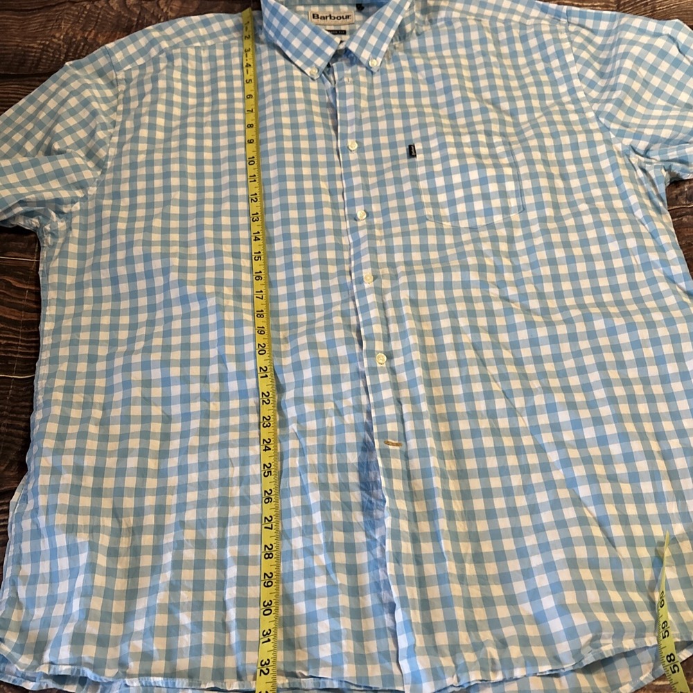 Barbour Shirt 2XL Tailored Fit Long Sleeve Button Down Blue/White Gingham Cotton - Picture 7 of 7